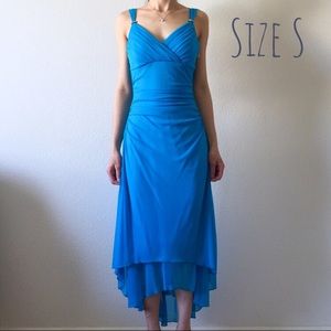 NWOT Blue Grecian Flowy Dress